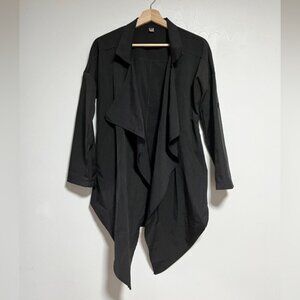 Elfin Women’s Black Draped Open Front Waterfall Cardigan - Size M